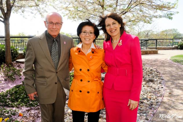 Fujiko Hara (center), the granddaughter of the Tokyo mayor who first gifted 3,020 cherry blossom trees to Washington, D.C. in 1912, honored the centennial anniversary of the occasion by planting a few new trees herself.